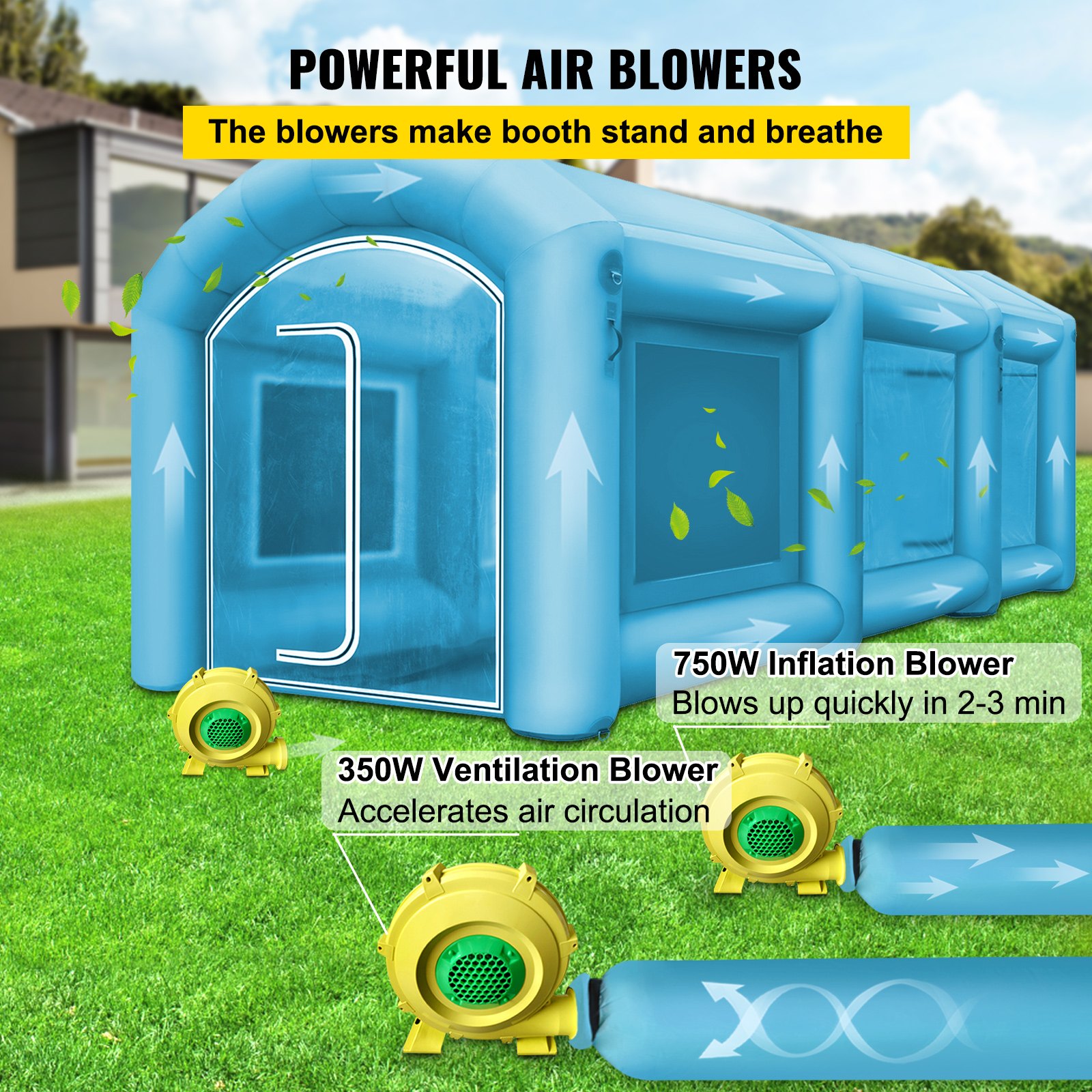 VEVOR Inflatable Paint Booth 20x10x8.2ft with 2 Blowers Inflatable