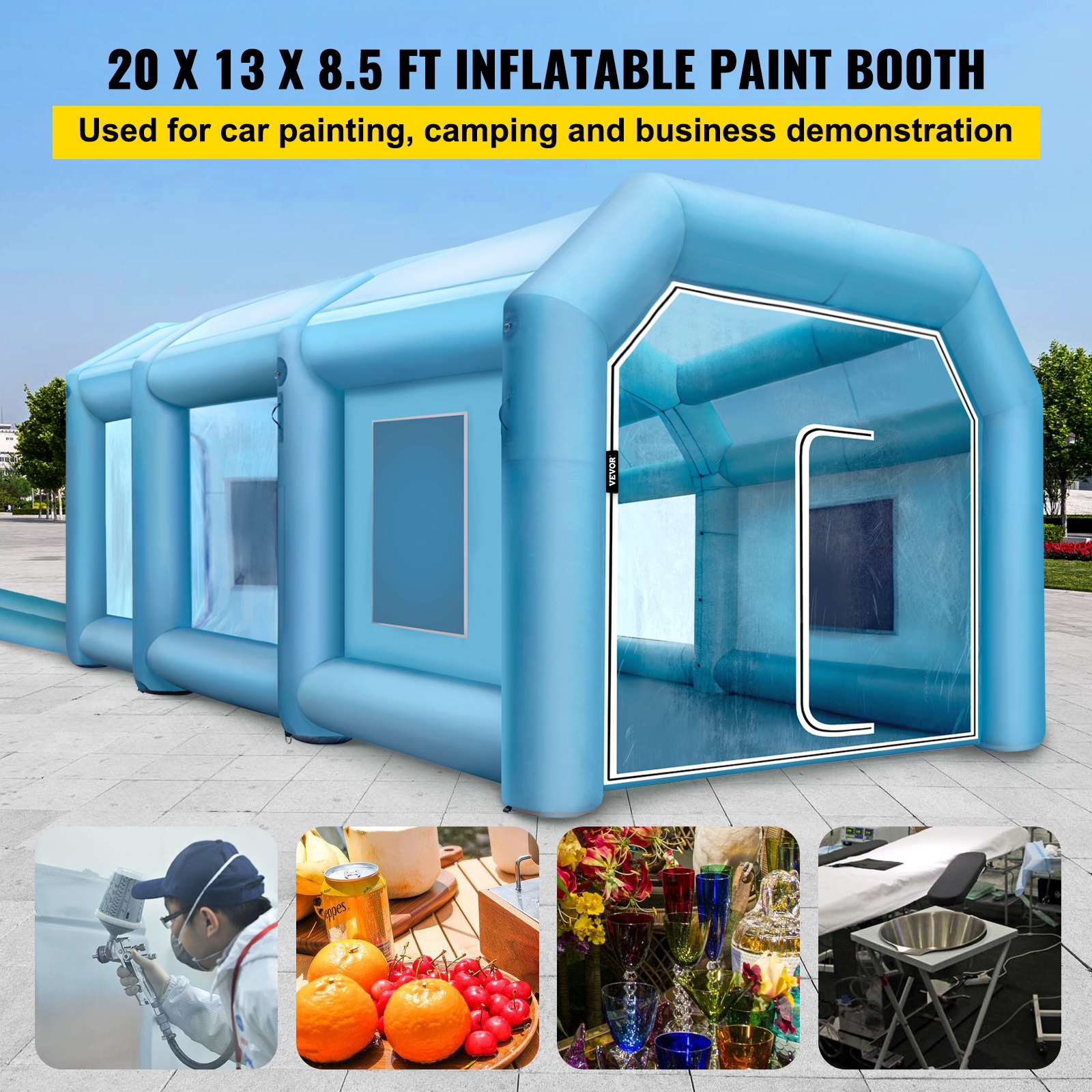 VEVOR Inflatable Spray Booth Car Paint Tent 20x13x8.5 ft w/ Filter & 2