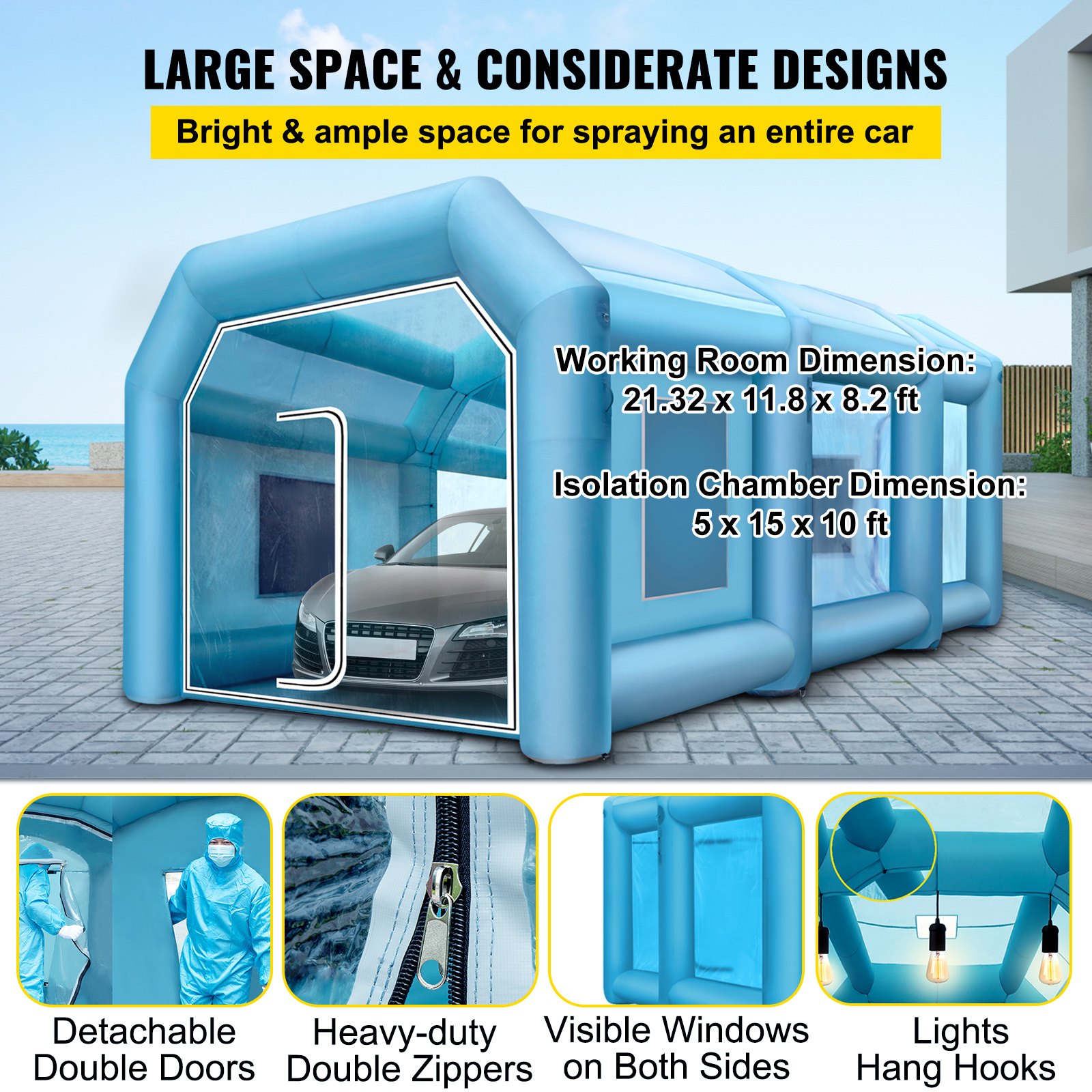 VEVOR VEVOR Inflatable Paint Booth Spray Paint Booth 28x15x10 ft Car