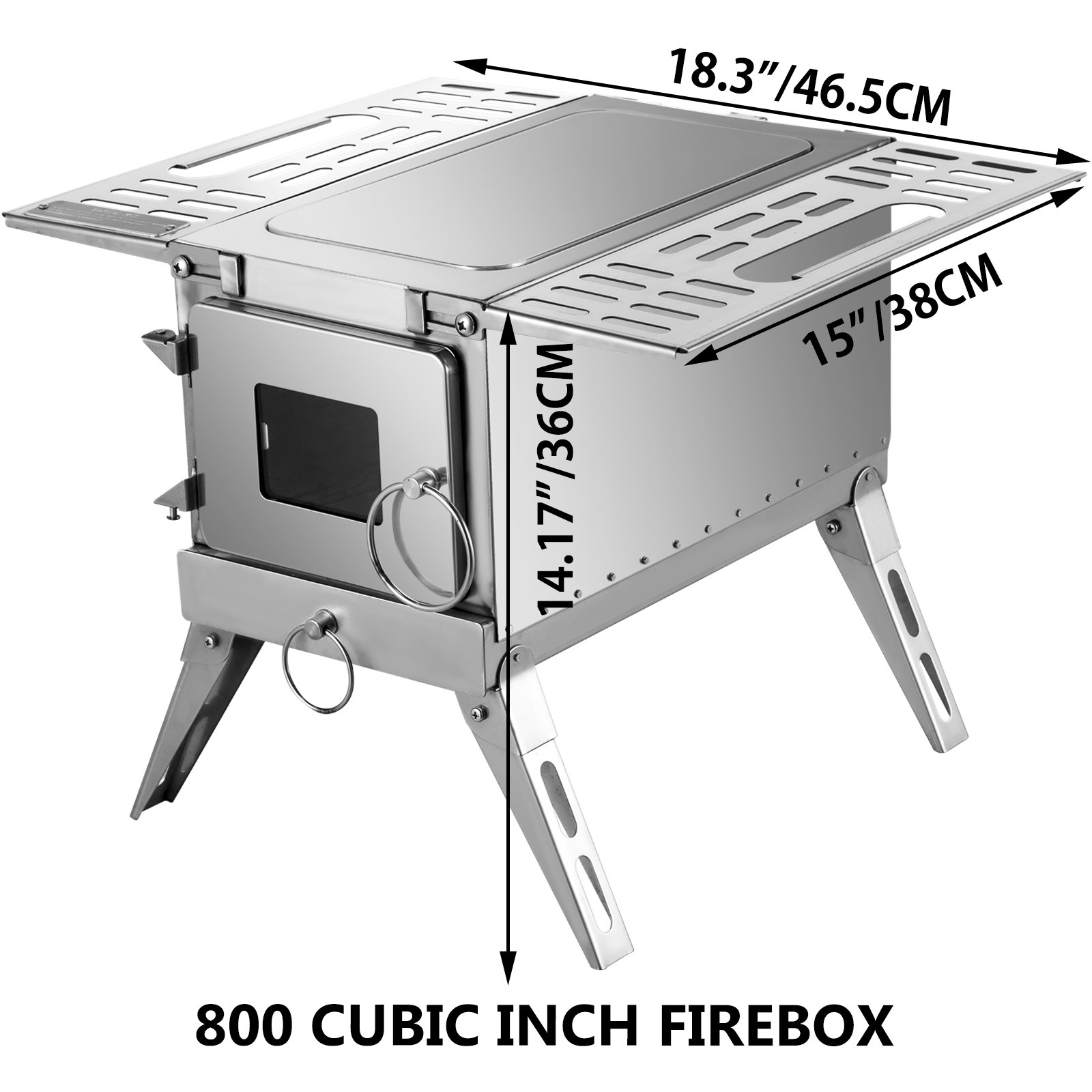 Outdoor Wood Stove Ss304 Portable Camping With Pipe For Vented Tent