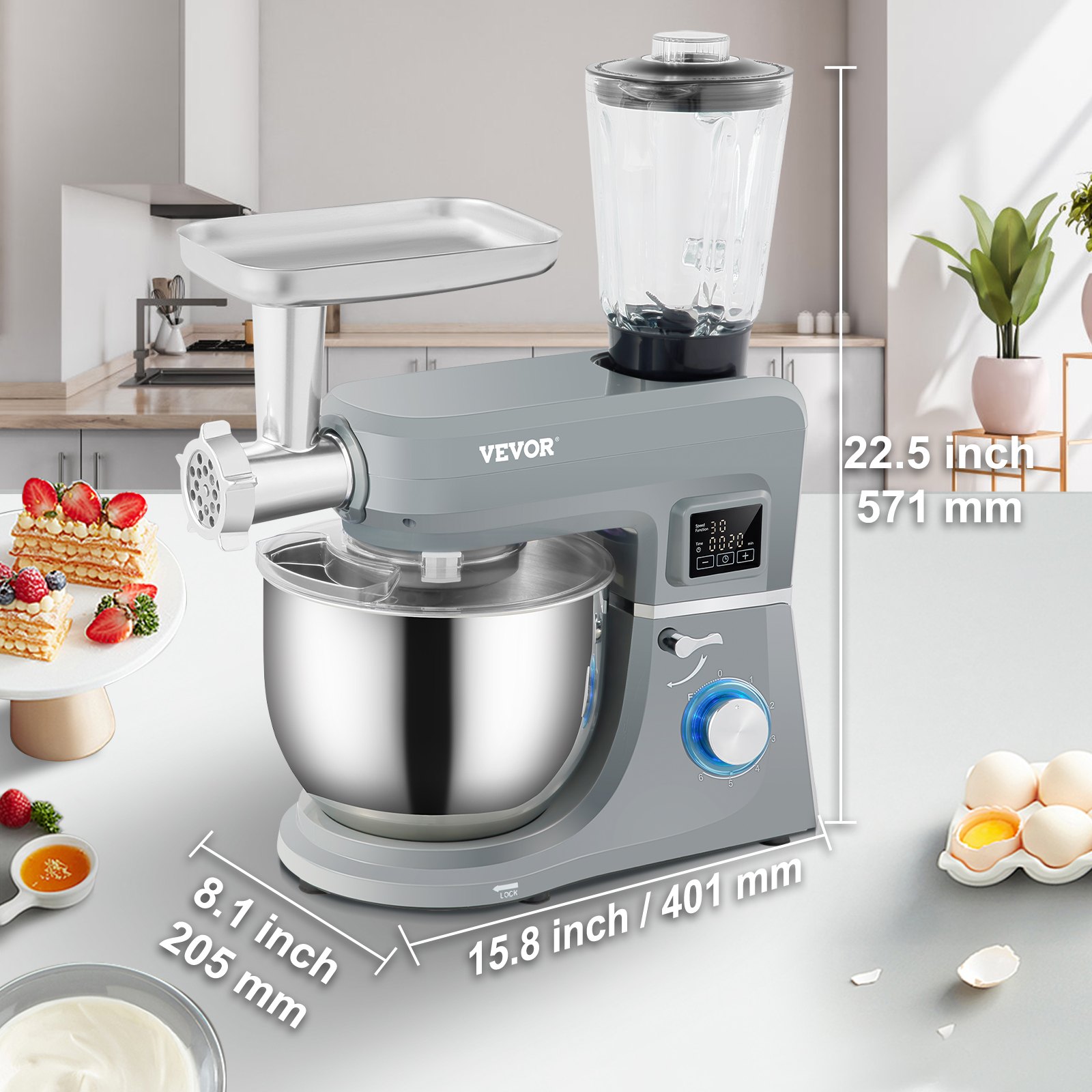 VEVOR 5 IN 1 Stand Mixer, 660W TiltHead Multifunctional Electric Mixer