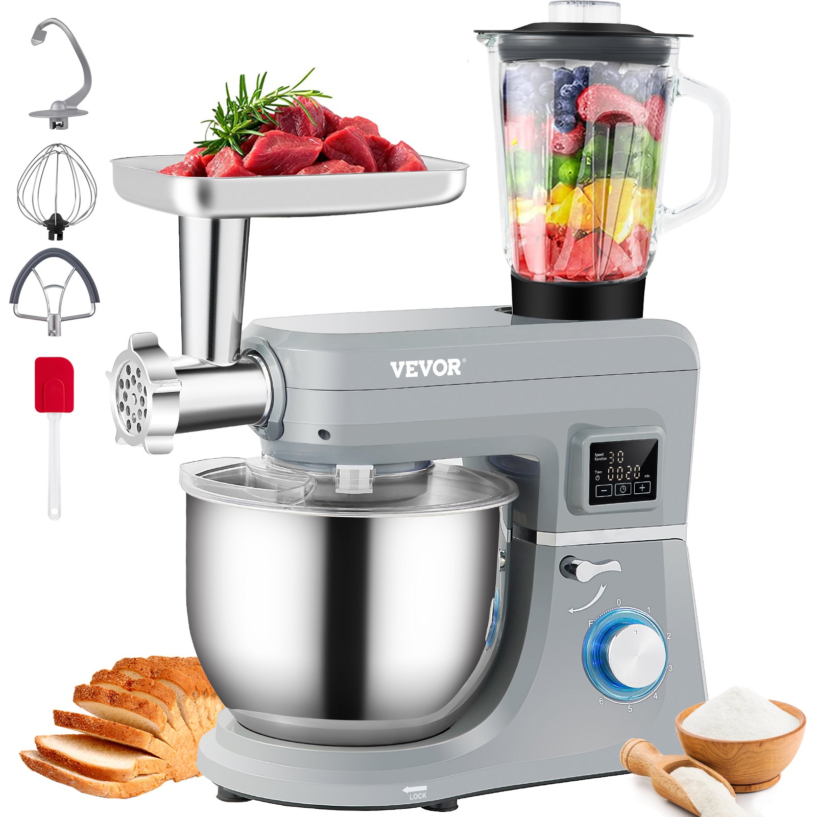 VEVOR 5 IN 1 Stand Mixer, 660W TiltHead Multifunctional Electric Mixer