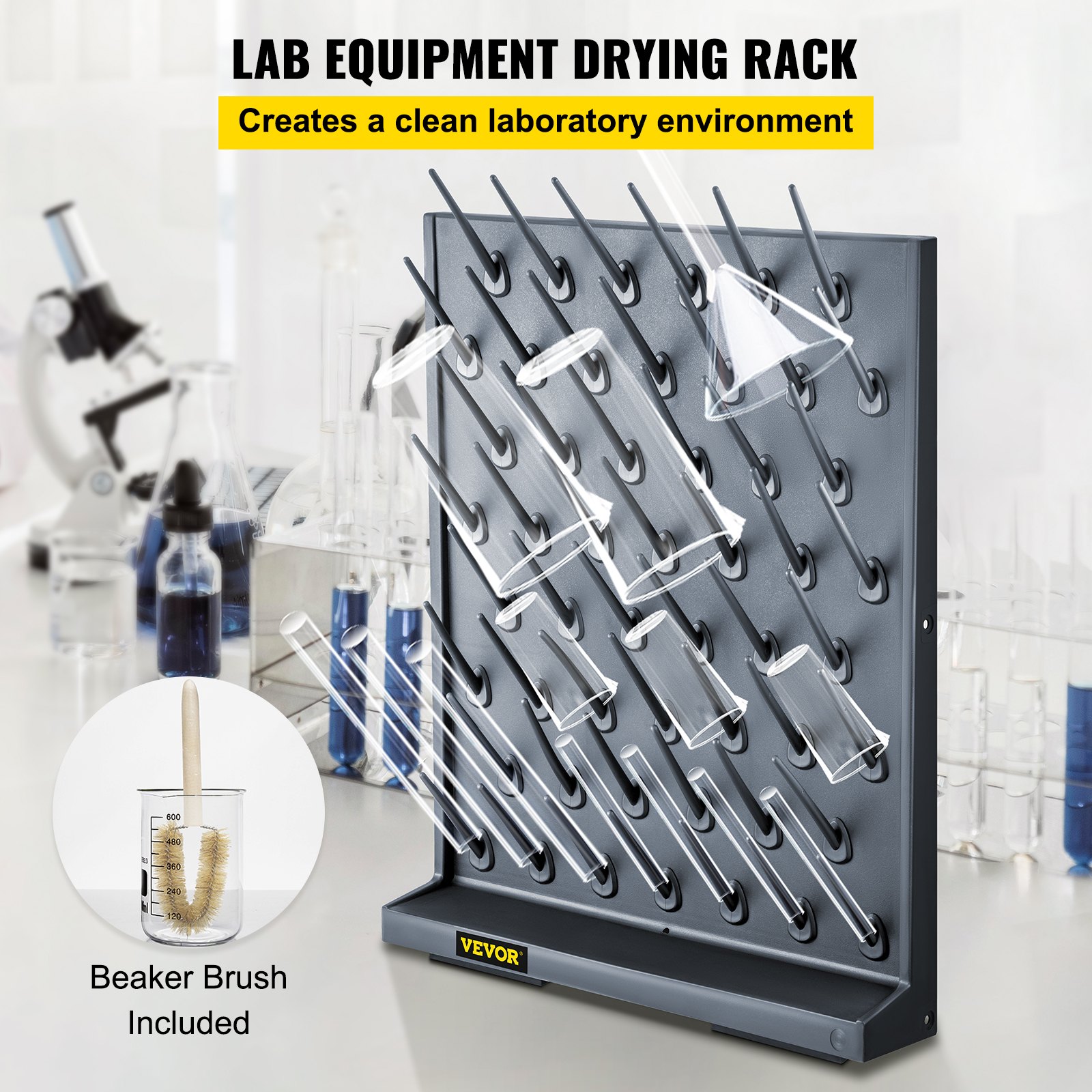 VEVOR Drying Rack 52 Pegs Lab Glassware Rack PP Material Glassware