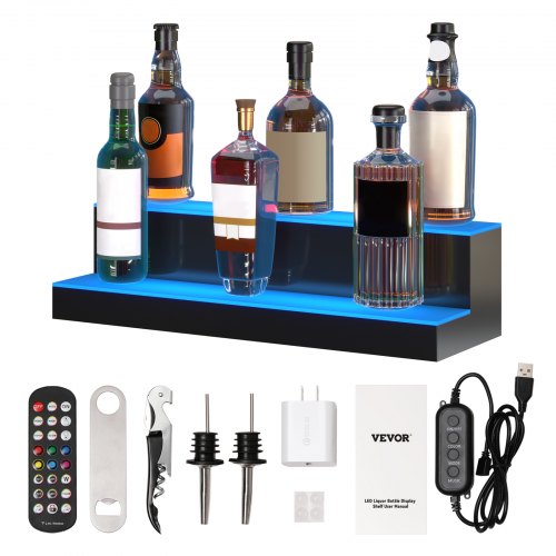 VEVOR LED Lighted Liquor Bottle Display Bar Shelf RF & App Control