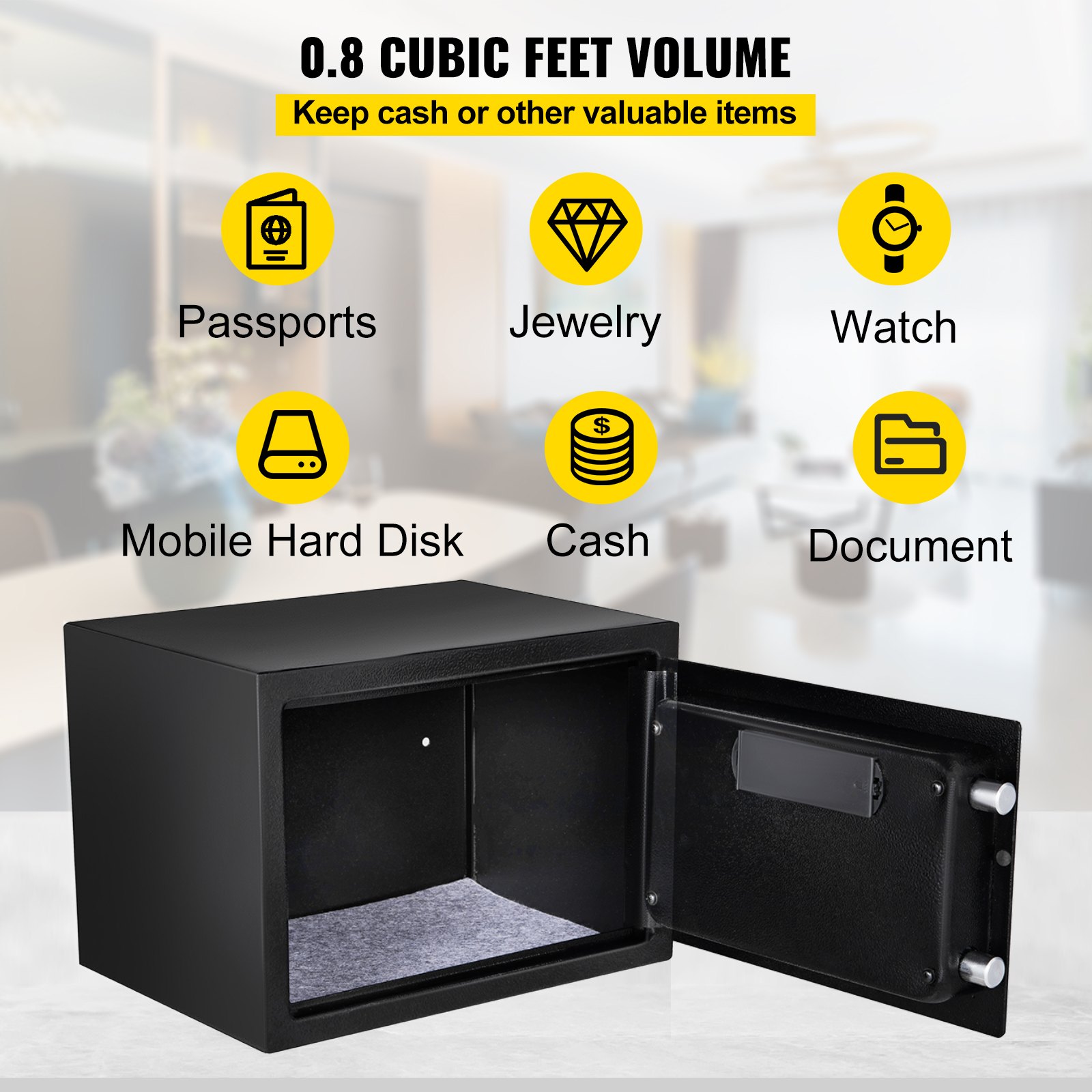 VEVOR VEVOR Safe Box, 0.8 CU.FT Fingerprint Safe Box for Money w/ 2