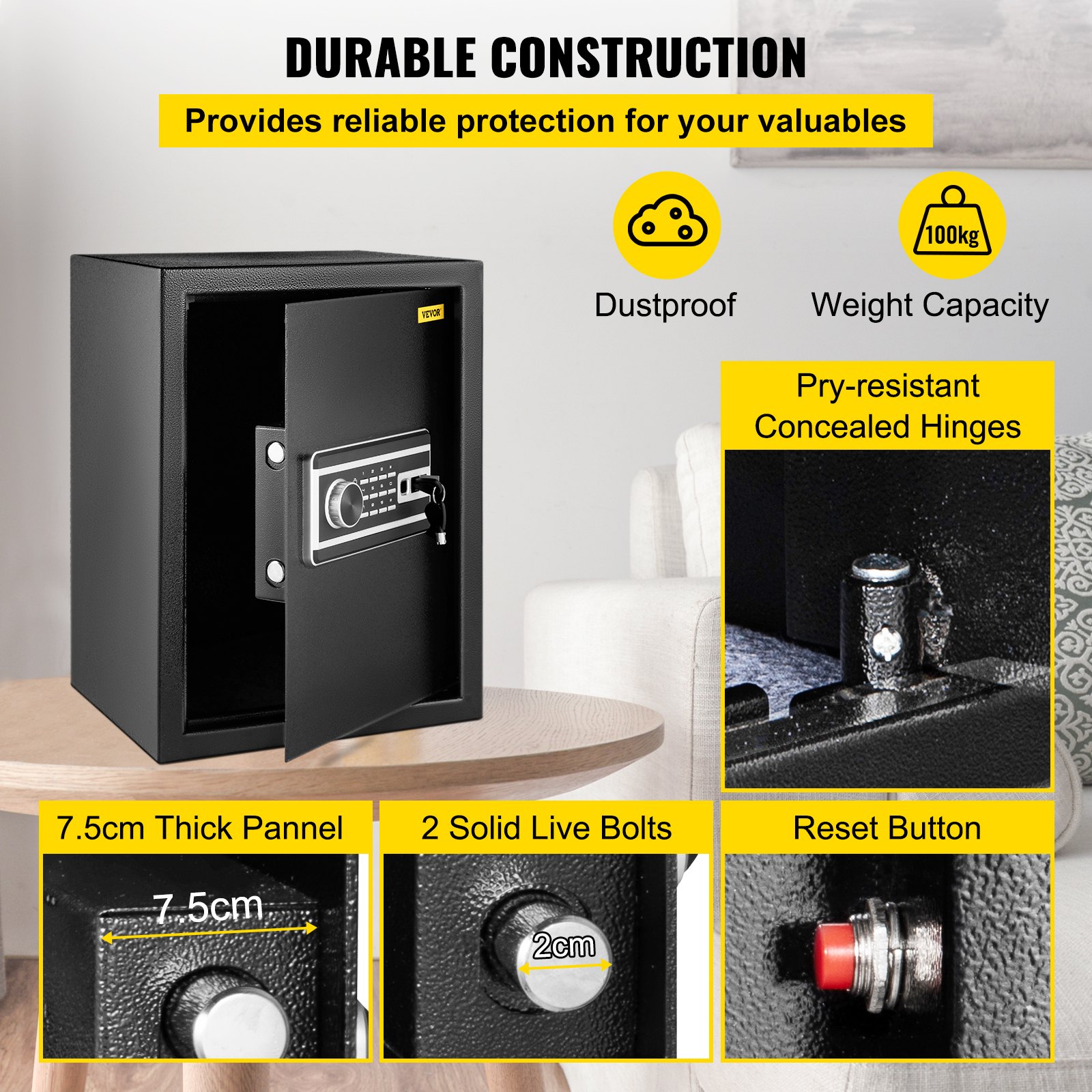 VEVOR Security Safe 2.1 Cubic Feet Electronic Safe Box with Electronic