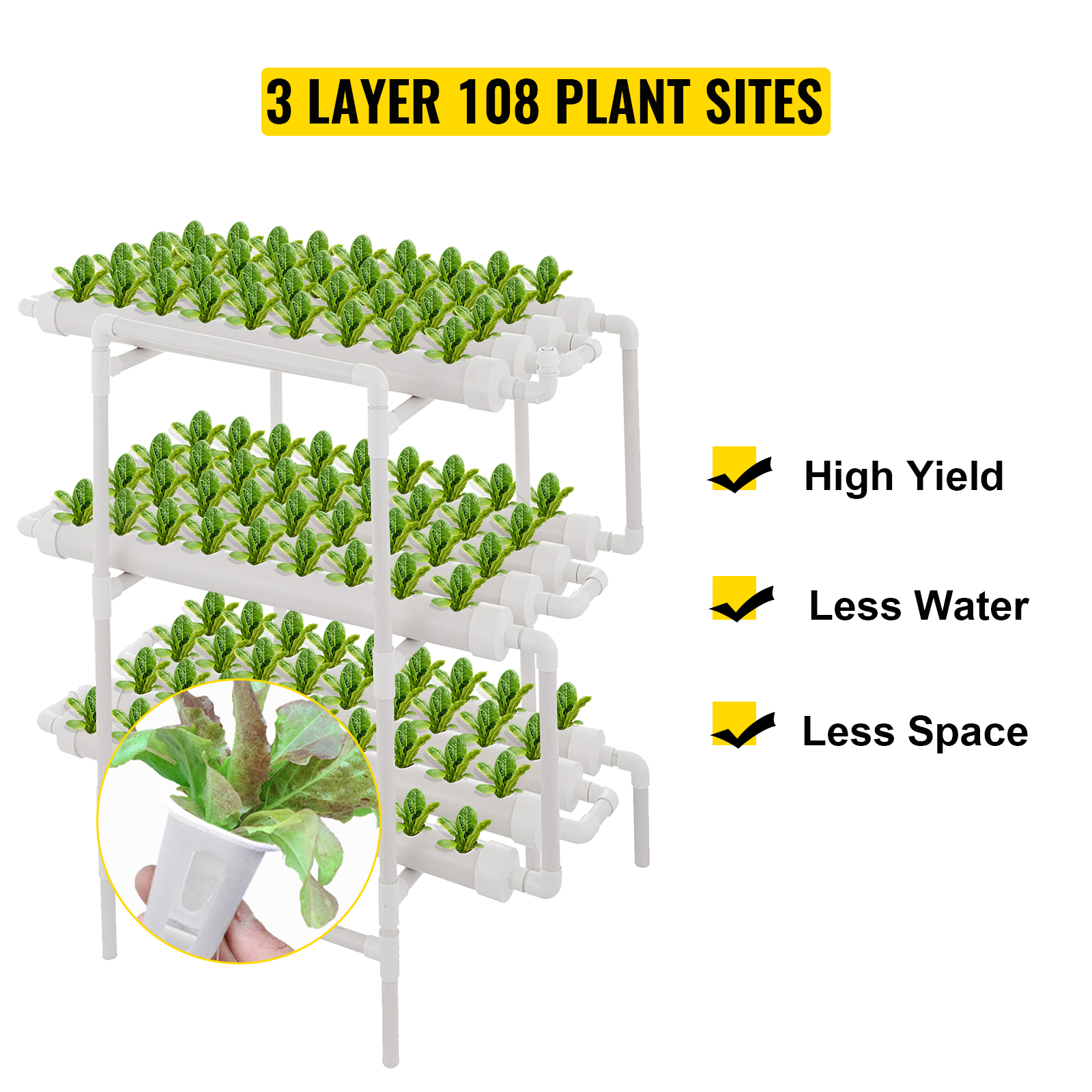 Hydroponic Grow Kit 12 Pipes 3 Layers 108 Plant Sites Melons Hybrid