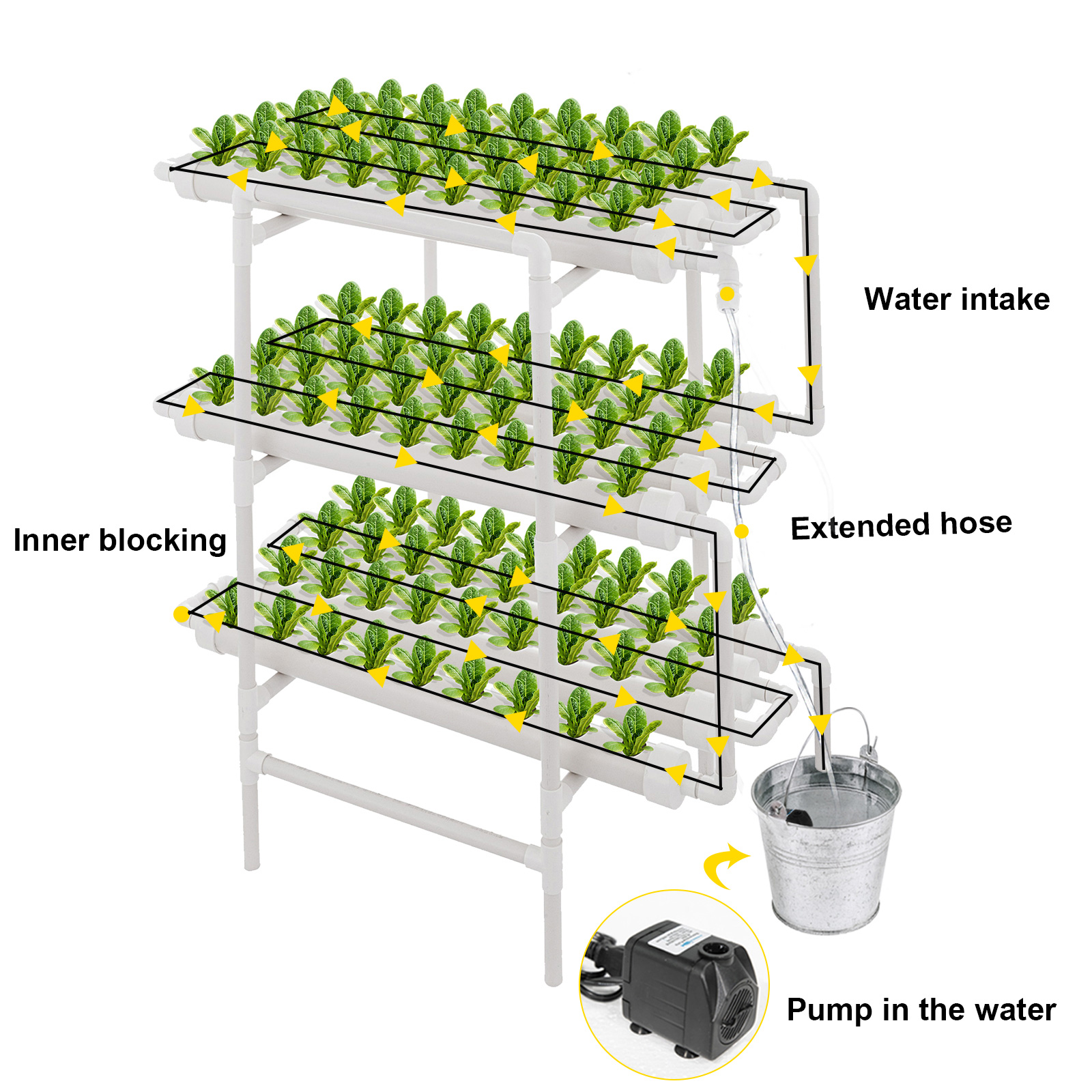Hydroponic Grow Kit 12 Pipes 3 Layers 108 Plant Sites Melons Hybrid