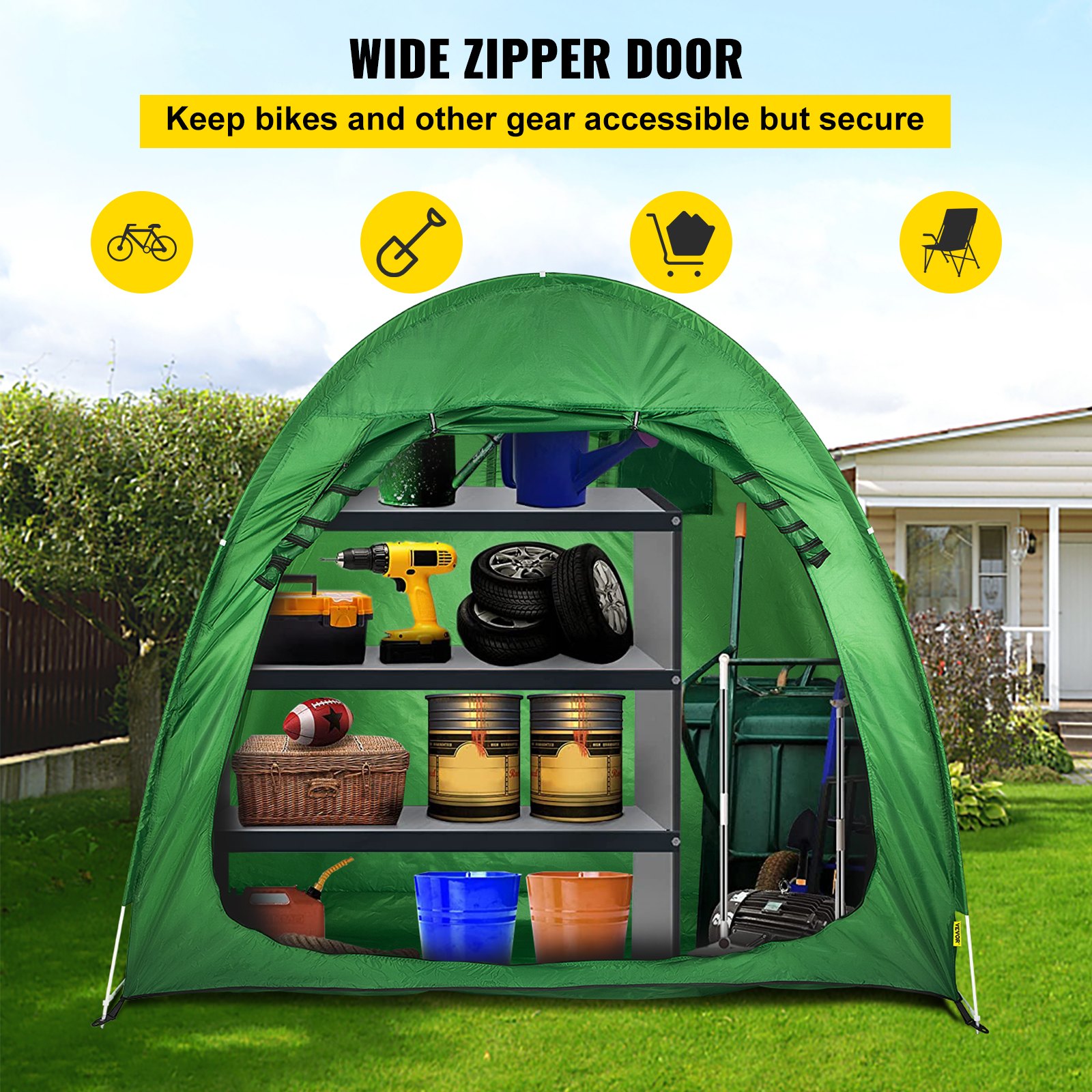 VEVOR Bike Cover Storage Tent, 420D Oxford Portable for 2 Bikes