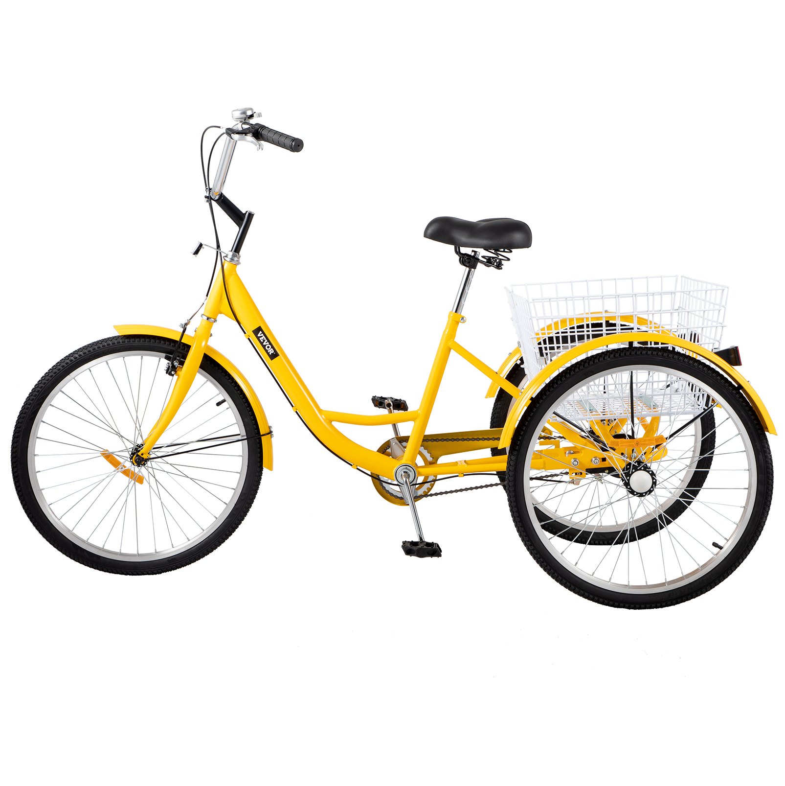 Adult Tricycle 20'' 1-Speed 3 Wheel Yellow Trike Bike Shopping W/ Lock ...