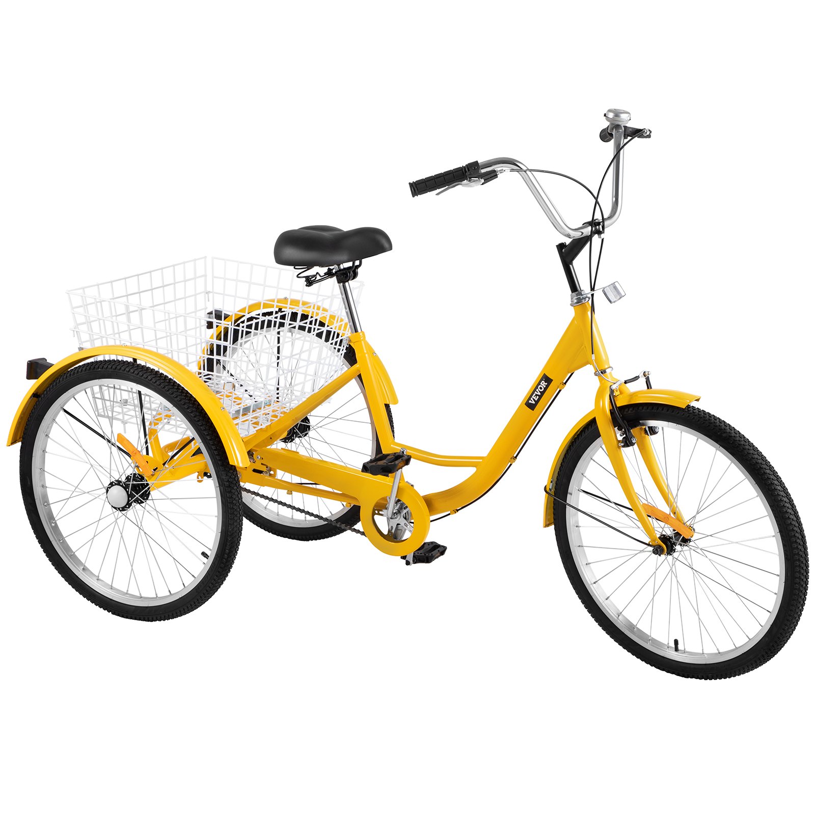 Adult Tricycle 20'' 1-Speed 3 Wheel Yellow Trike Bike Shopping W/ Lock ...