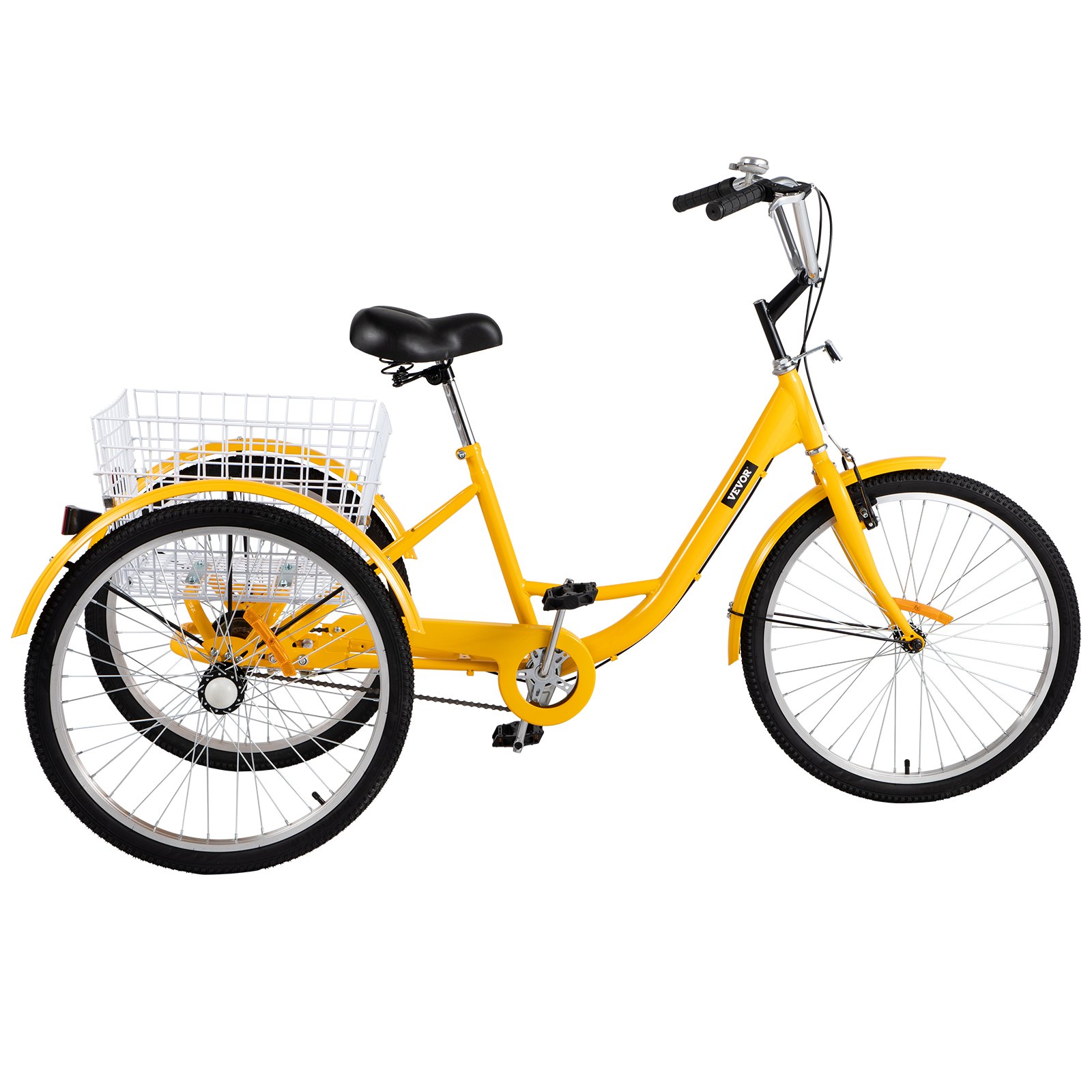 Adult Tricycle 20'' 1-Speed 3 Wheel Yellow Trike Bike Shopping W/ Lock ...