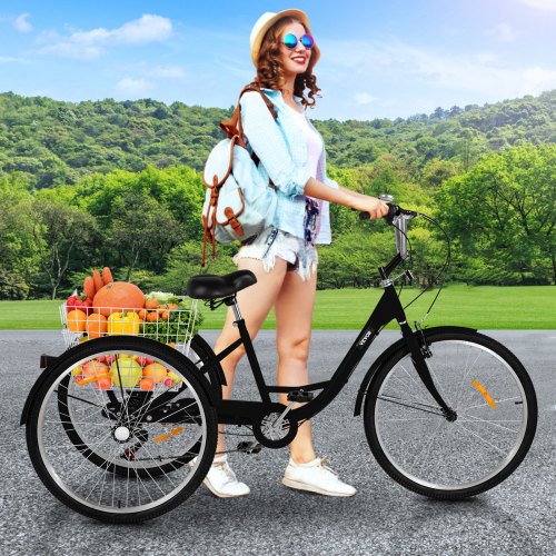 VEVOR Adult Tricycle 7 Speed Cruise Bike 20in Adjustable Trike with ...