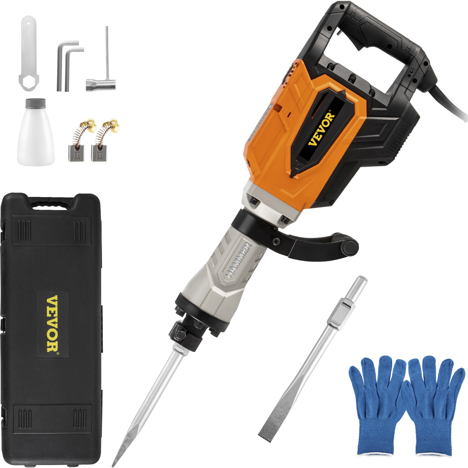 VEVOR Demolition Jack Hammer, 4500W 1800BPM, 11/8' Hex Heavy Duty
