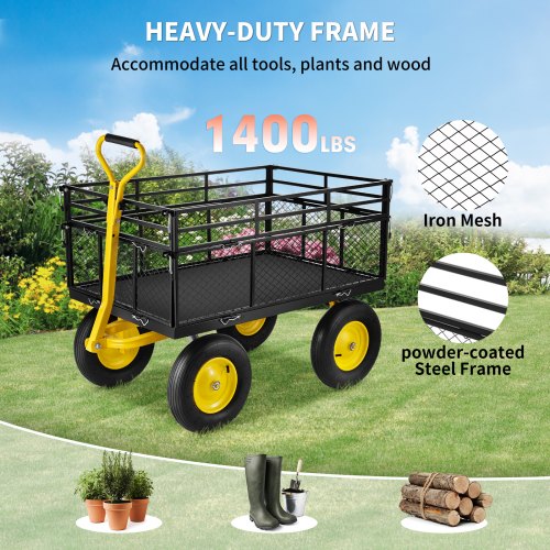 VEVOR VEVOR Heavy-Duty Steel Garden Cart Lawn Utility Cart 1400 lbs w