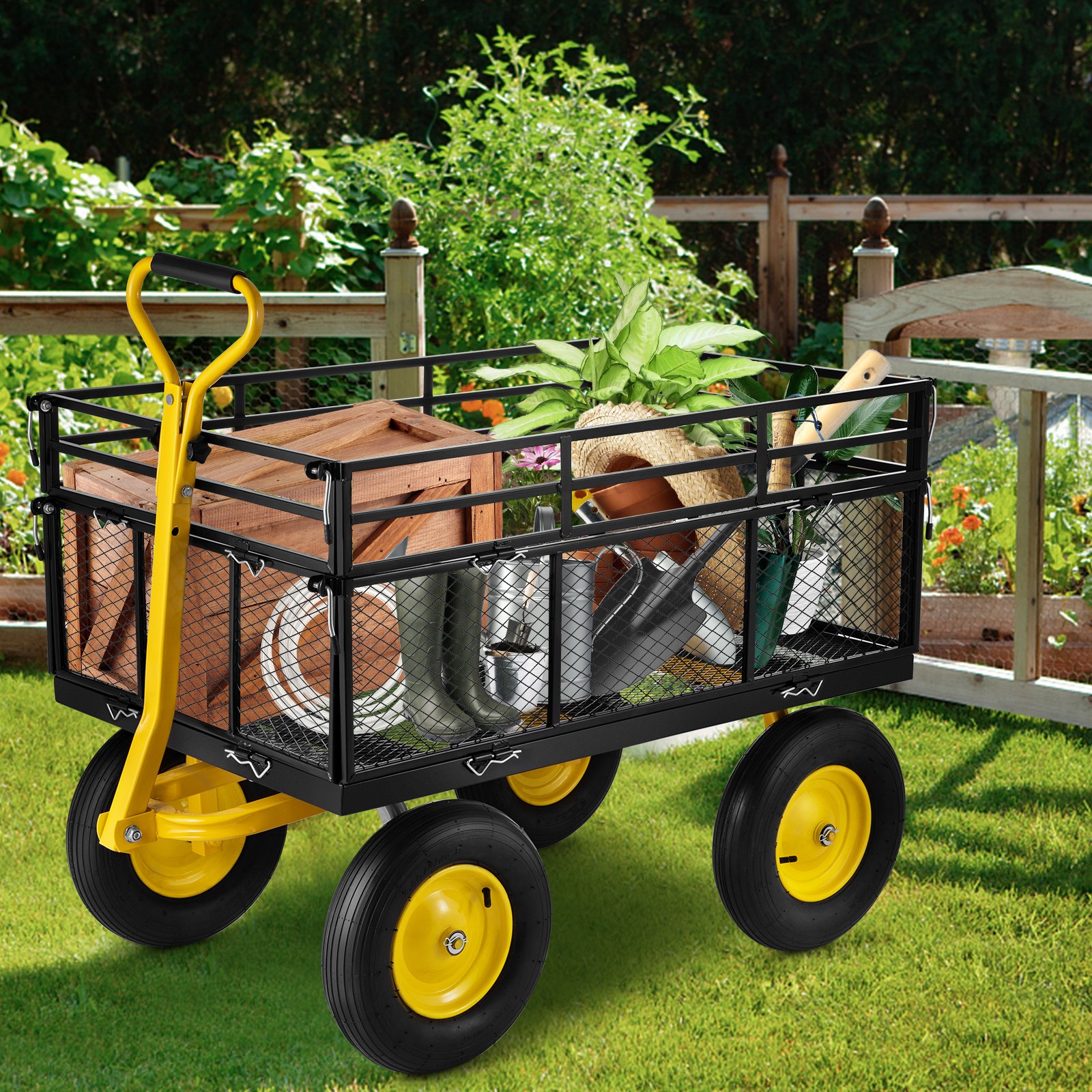 VEVOR VEVOR Heavy-Duty Steel Garden Cart Lawn Utility Cart 1400 lbs w ...