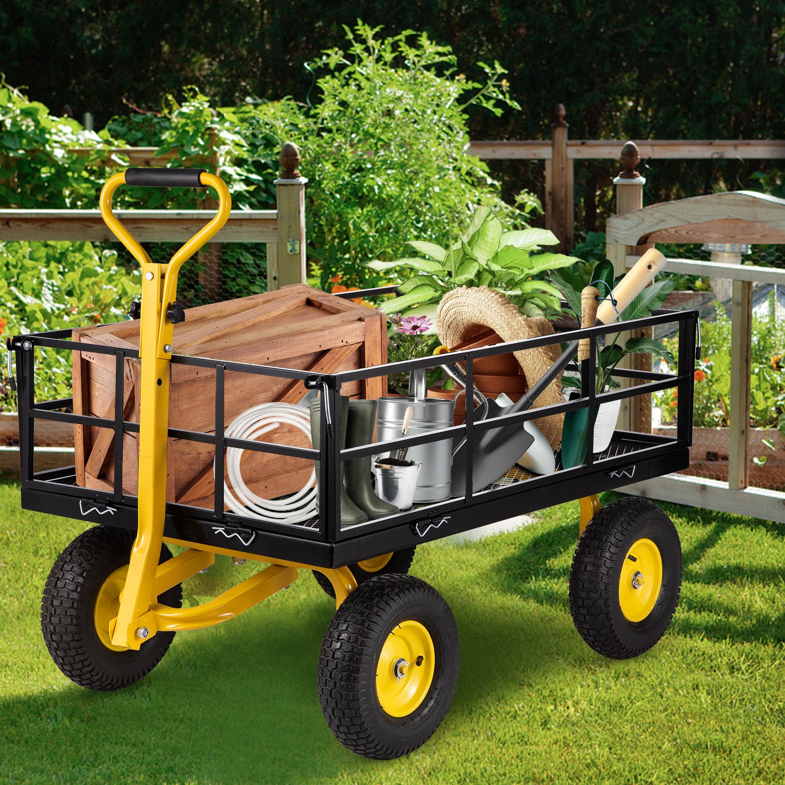 Vevor Vevor Steel Garden Cart Heavy Duty 1200 Lbs Capacity With