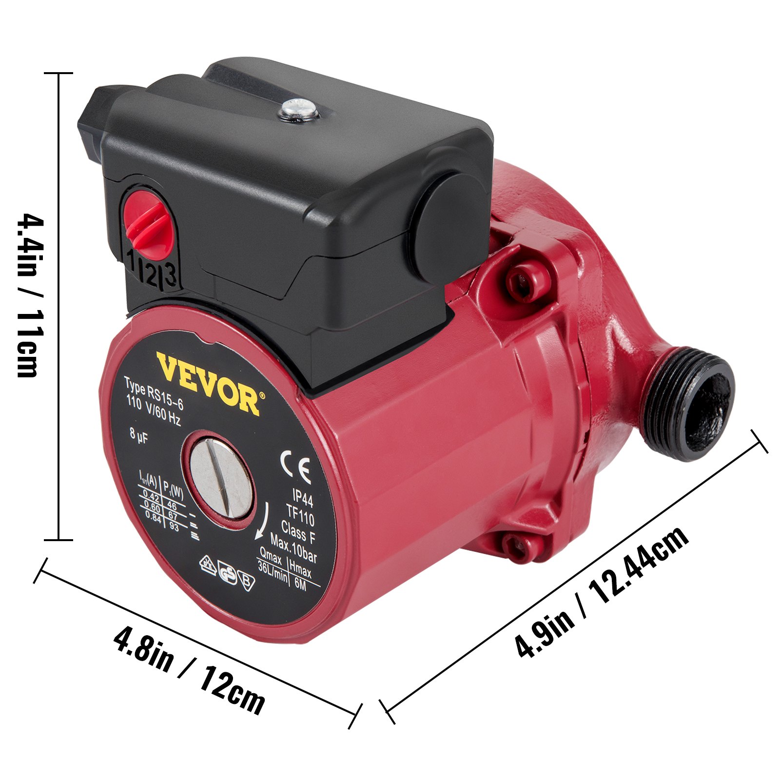 Vevor Recirculating Pump 93w 110v Water Circulator Circulating Pump