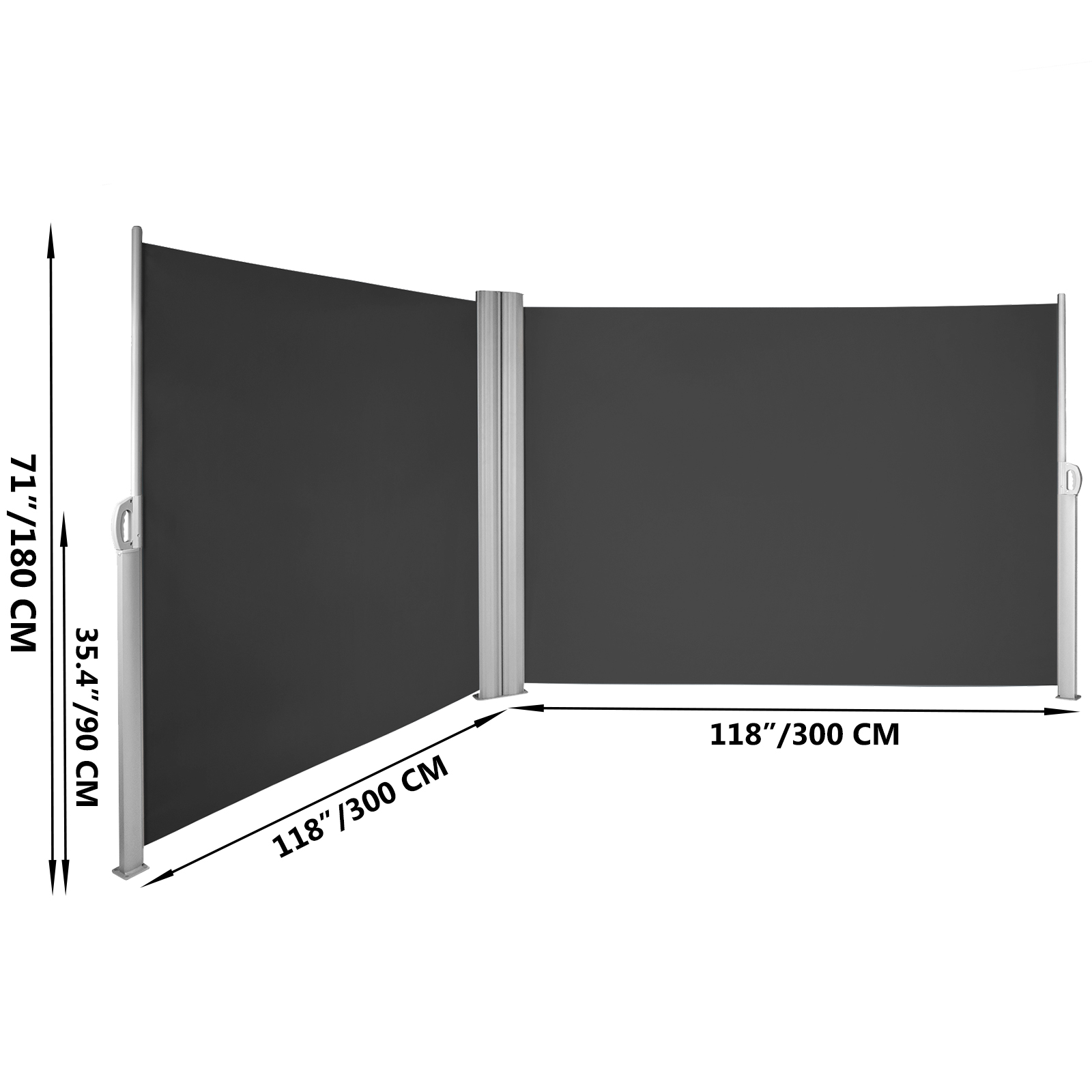 Retractable Side Awning Patio Screen Retractable Fence 71x236inch