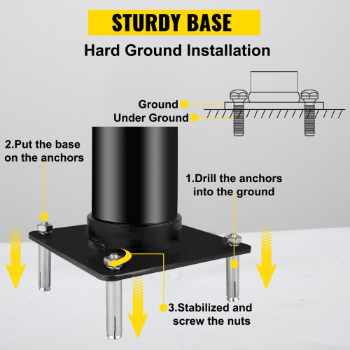 VEVOR Sun Shade Post, 85" Shade Sail Post, 3" Diameter Sail Pole, Steel Structure Sail Shade