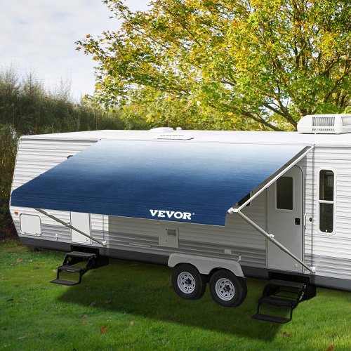 VEVOR RV Awning Fabric Replacement, 14' Size, 15oz Vinyl Waterproof Sun ...