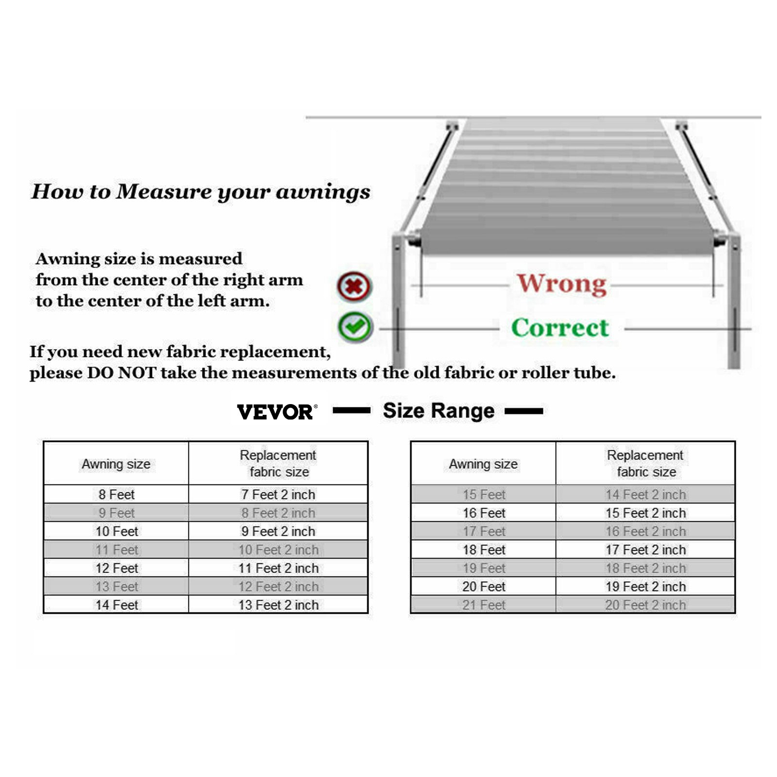 VEVOR RV Awning 19 ft, Awning Replacement Fabric 18 ft 2 in, Charcoal