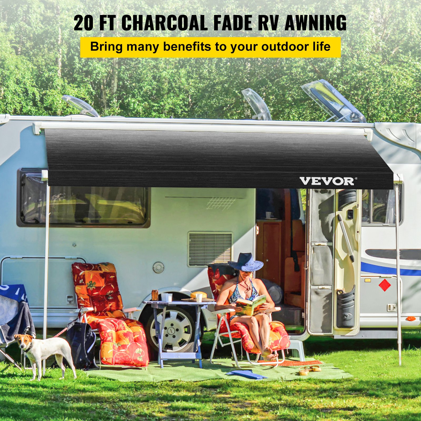 VEVOR RV Awning 20 ft, Awning Replacement Fabric 19 ft 2 in, Premium