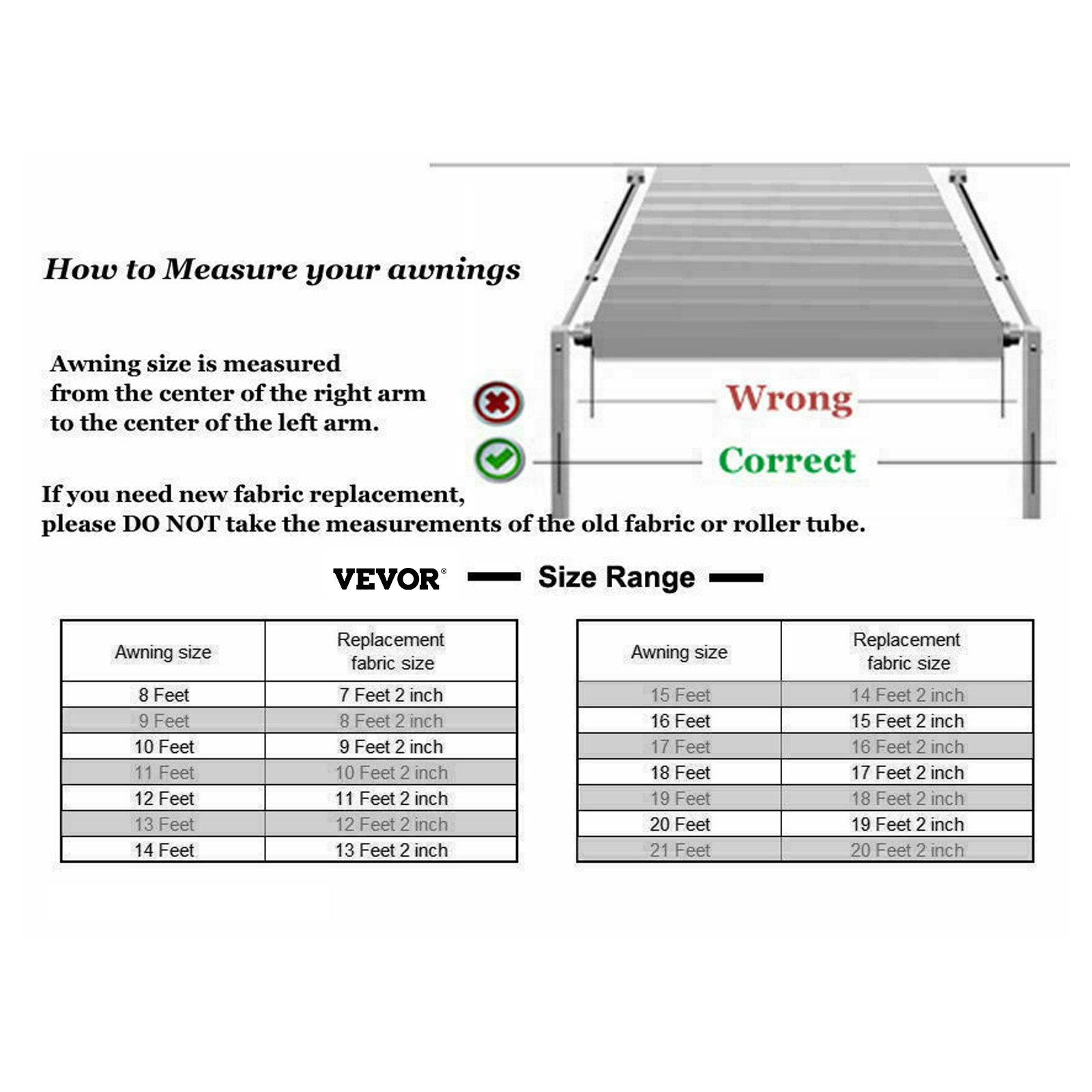 VEVOR RV Awning 21 ft, Awning Replacement Fabric 20 ft 2 in, Charcoal ...