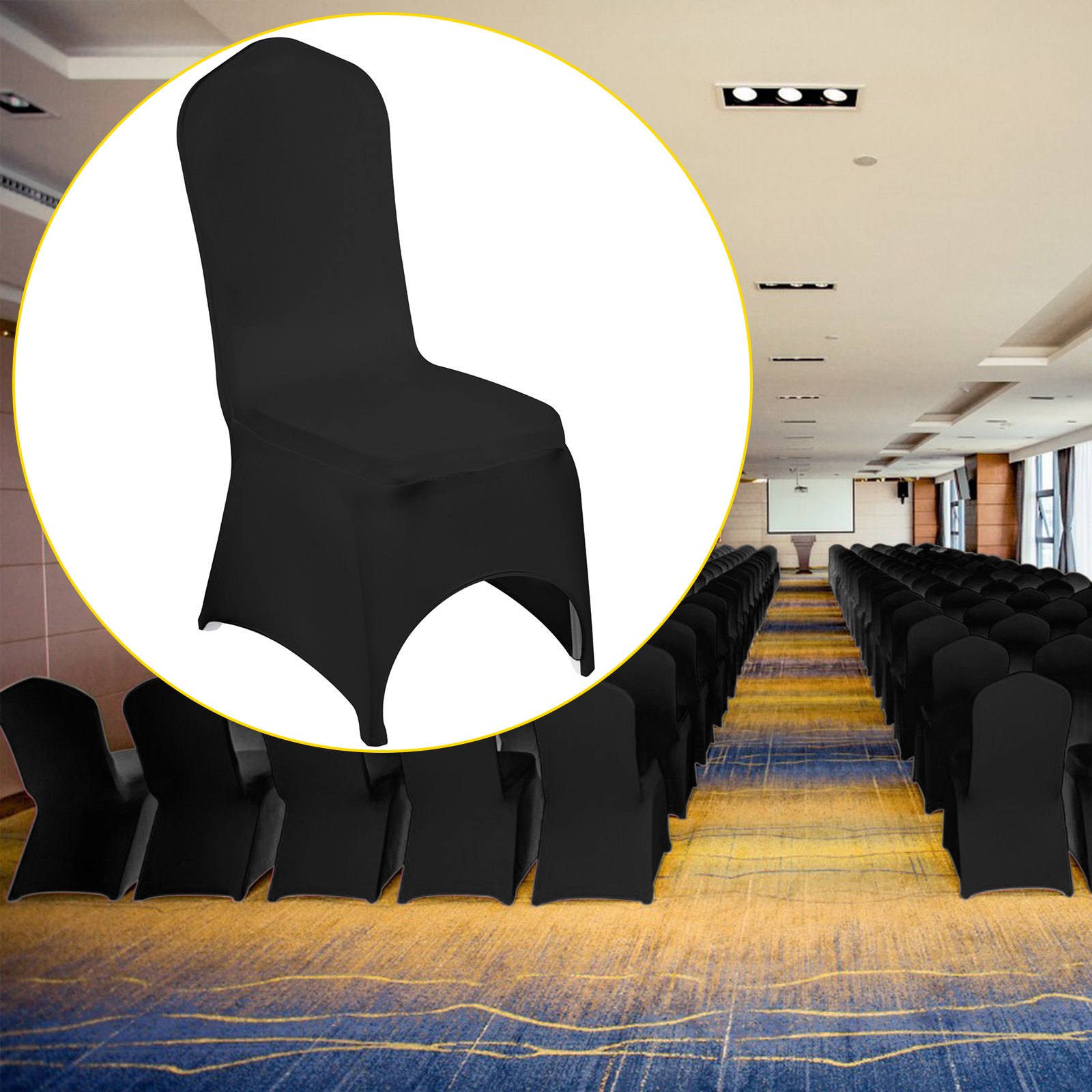 VEVOR 50 Pcs Black Chair Covers Polyester Spandex Stretch Slipcovers ...