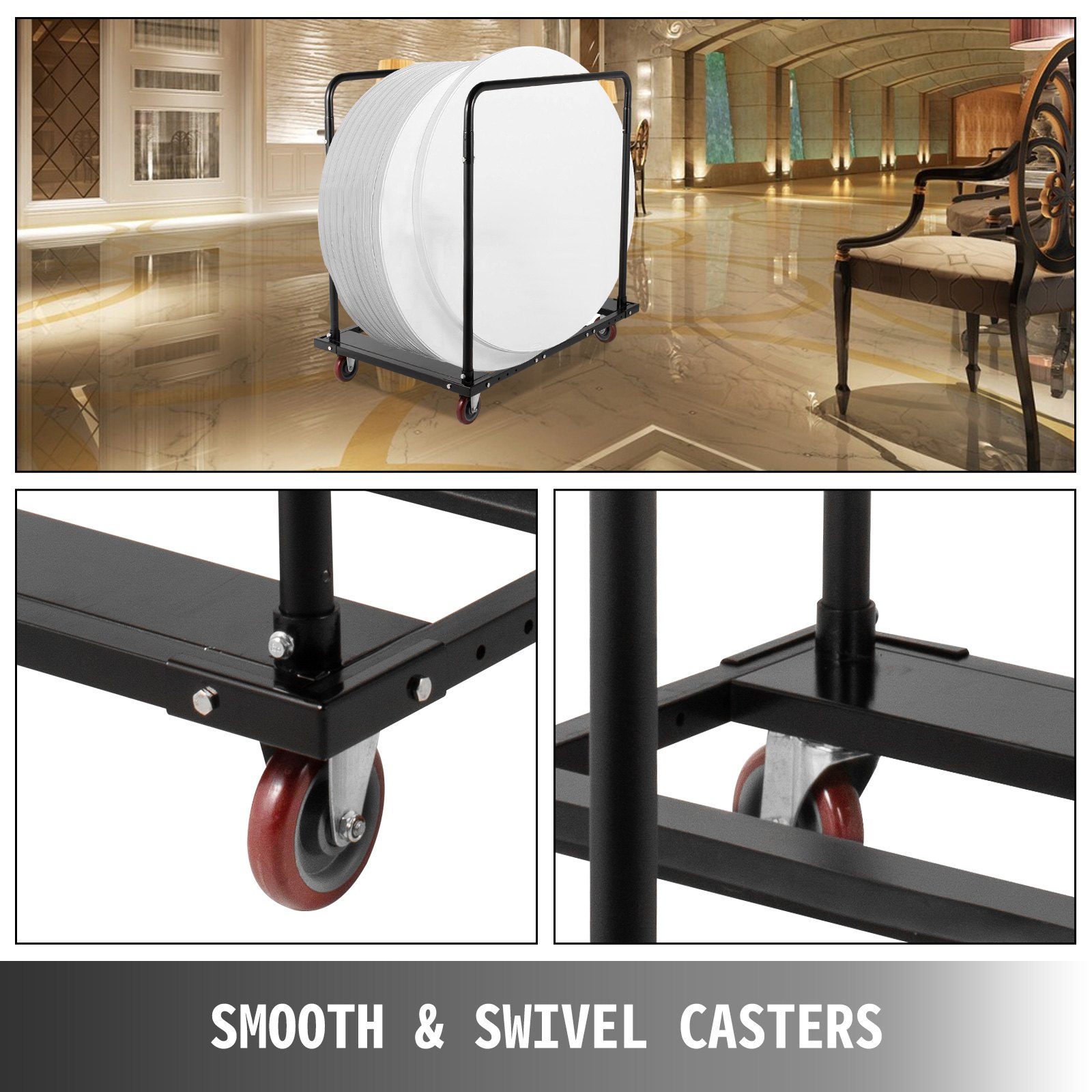 VEVOR Folding Table Cart Black Table Rack for 60