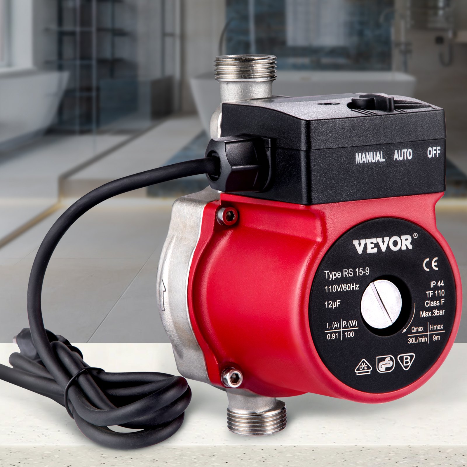 VEVOR Recirculating Pump, 120W 110V Water Circulator Pump, Automatic