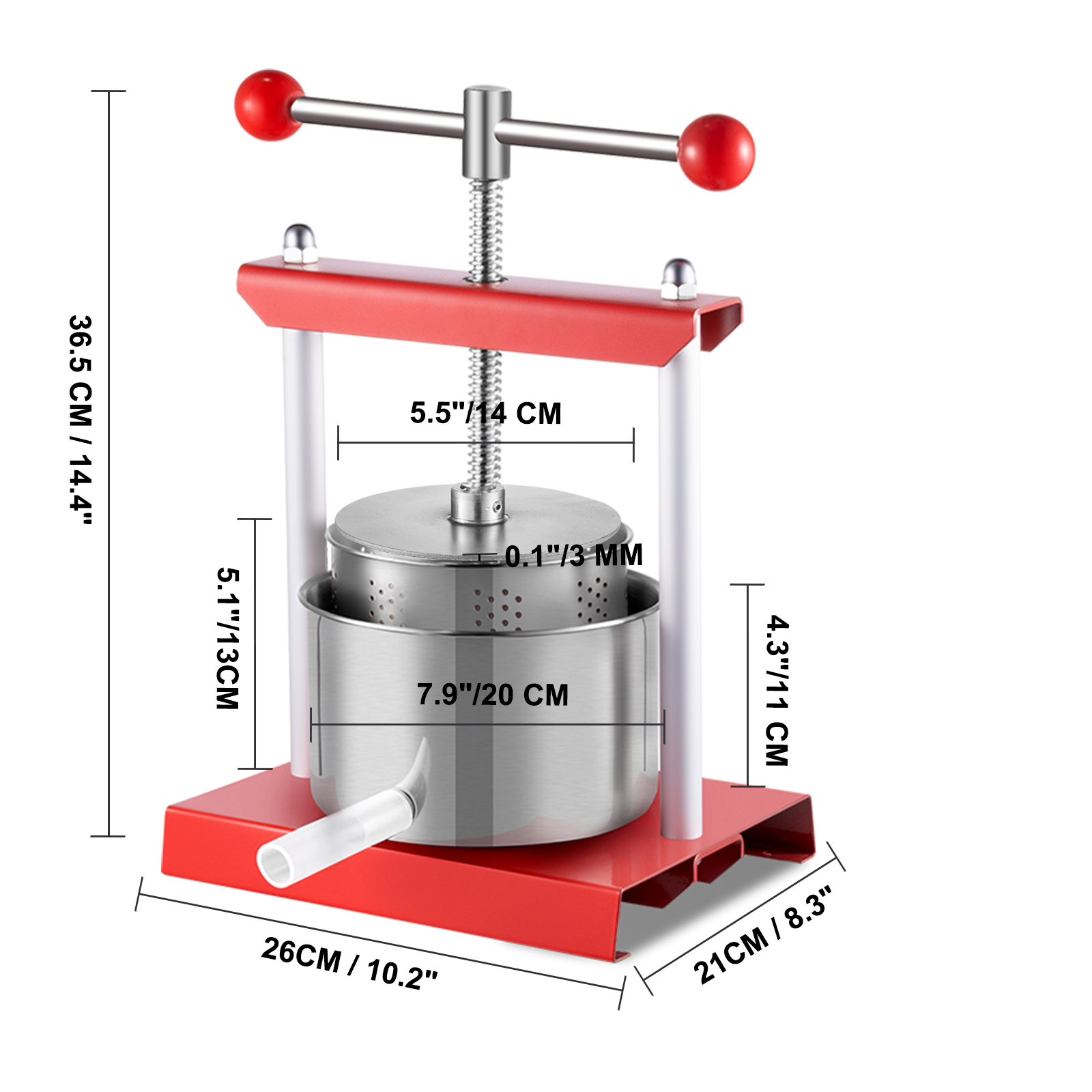 Vevor Fruit Wine Press, 0.9gal 3.5l Grape Press For Wine Making, Wine 