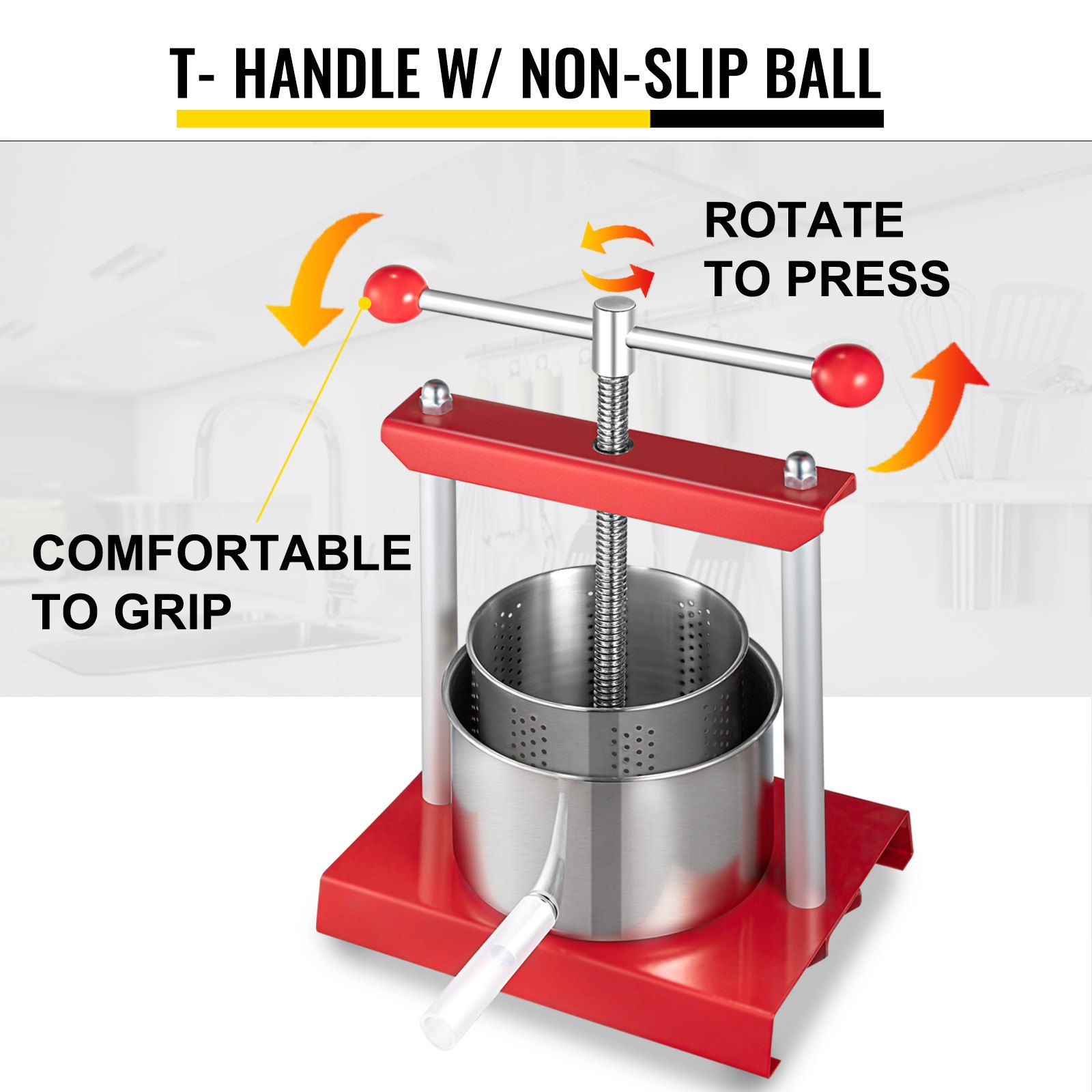 VEVOR Fruit Wine Press, 1.45Gal/5.5L Grape Press for Wine Making, Wine