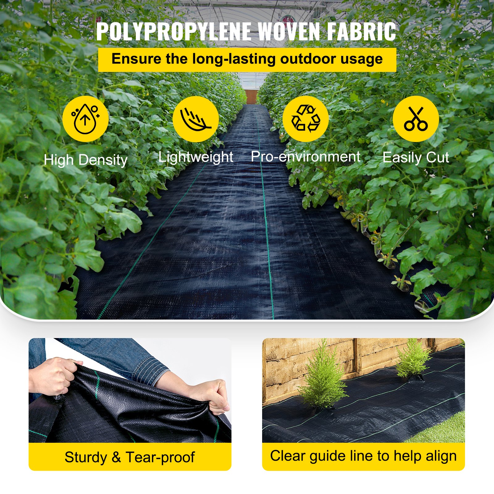VEVOR Weed Barrier Landscape Fabric Geotextile Underlayment 6 x 250 FT ...