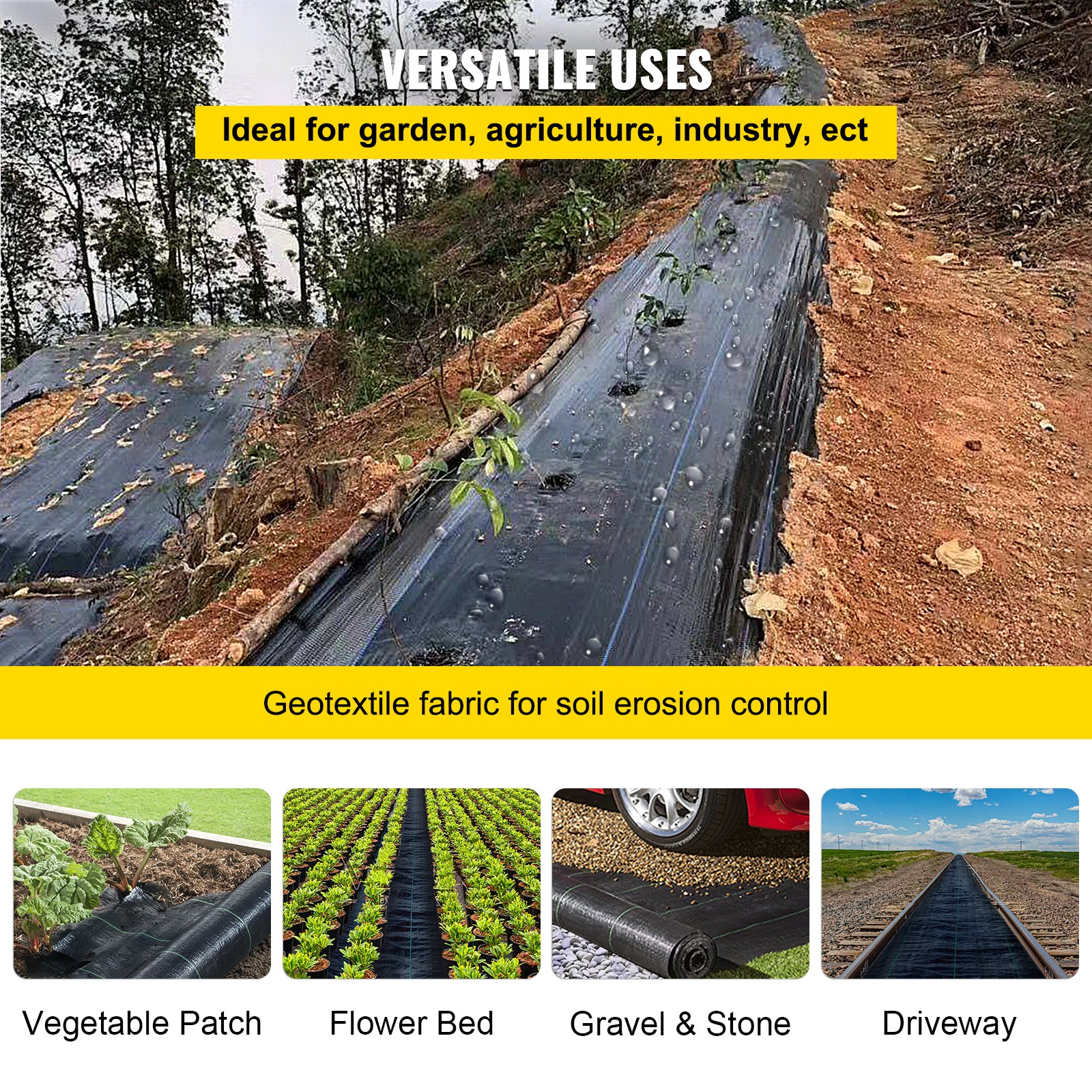 Vevor Vevor Weed Barrier Landscape Fabric Geotextile Underlayment 6 X 250 Ft Pp Woven Vevor Au